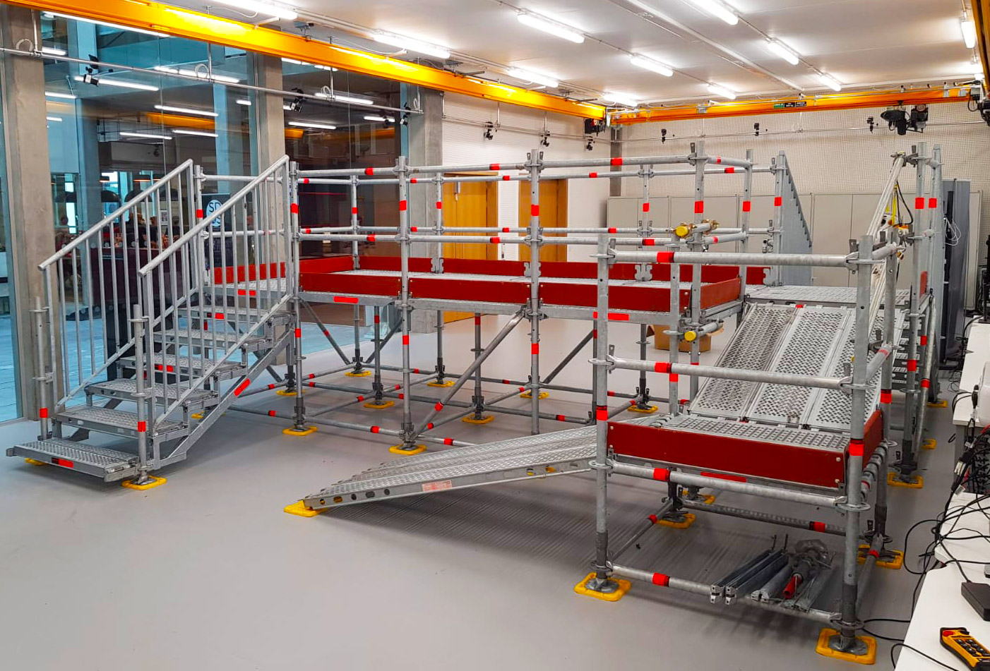 Bespoke designed scaffold for a robotics testing lab at Edinburgh University.